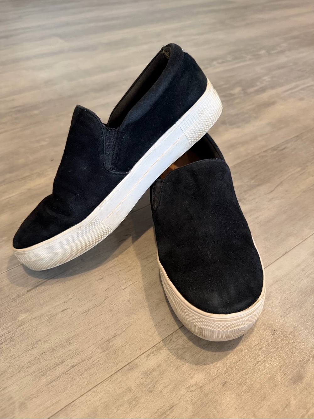 Steve Madden Black Slip-On Suede Platform Sneakers